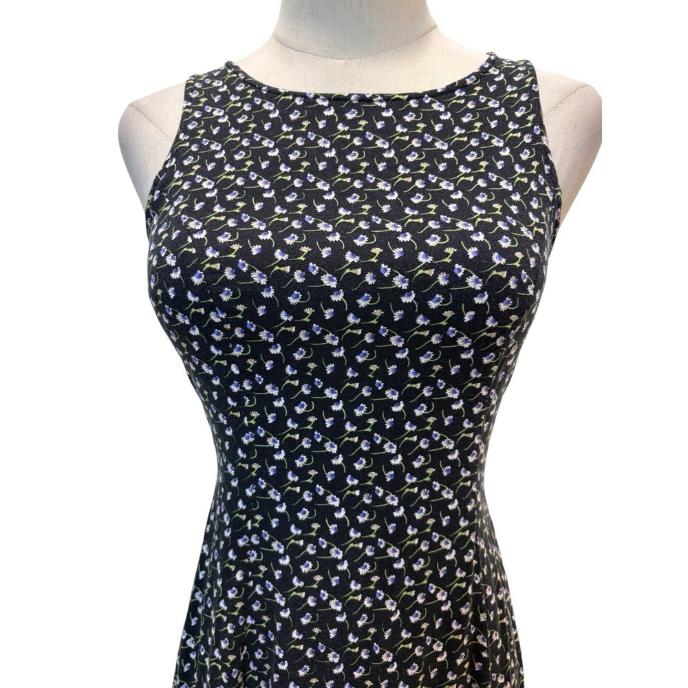 Vtg 90s Ditsy Floral Midi Dress Corset Back Sz 5/6 Boho Fairy Grunge Whimsigoth - Picture 2 of 8